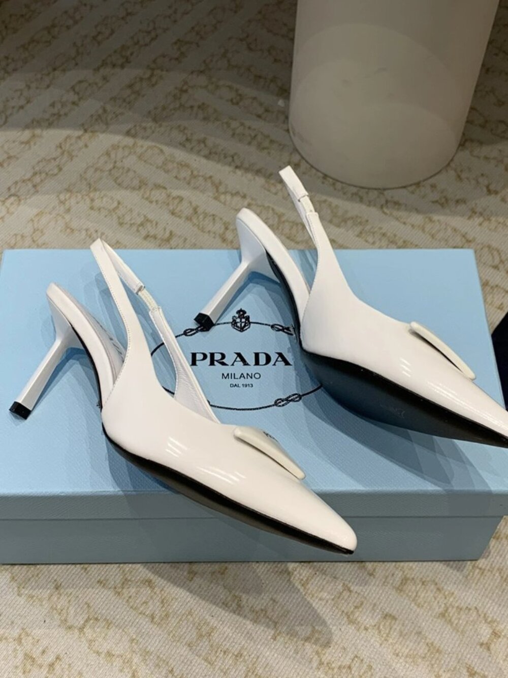 Prada White Slingback Heels - Picture 4 of 8